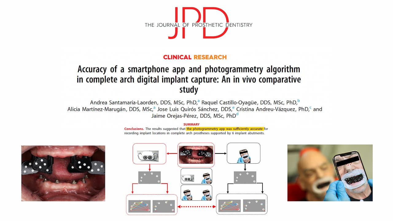 Accuracy of a smartphone app and photogrammetry algorithm in complete arch digital implant capture: An in vivo comparative study